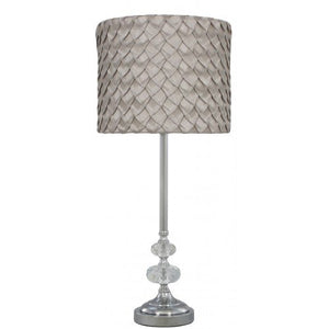 Chrome Sandringham Glass Bubble Lamp with Taupe Folds Shade