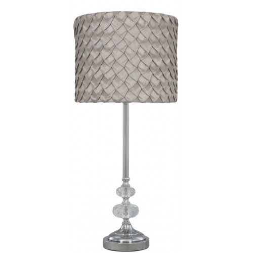 Chrome Sandringham Glass Bubble Lamp with Taupe Folds Shade