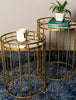 Cage Set Of Two Side Tables Round Mirror Gold