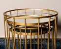 Cage Set Of Two Side Tables Round Mirror Gold
