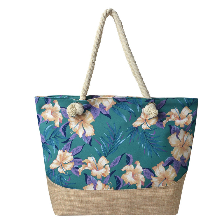 Floral Beach Bag  Green