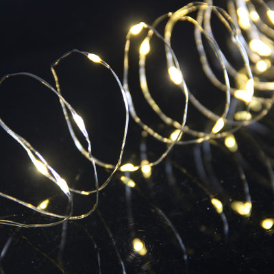100 Warm White Micro LED OD Twinkle LightsSilver Cable