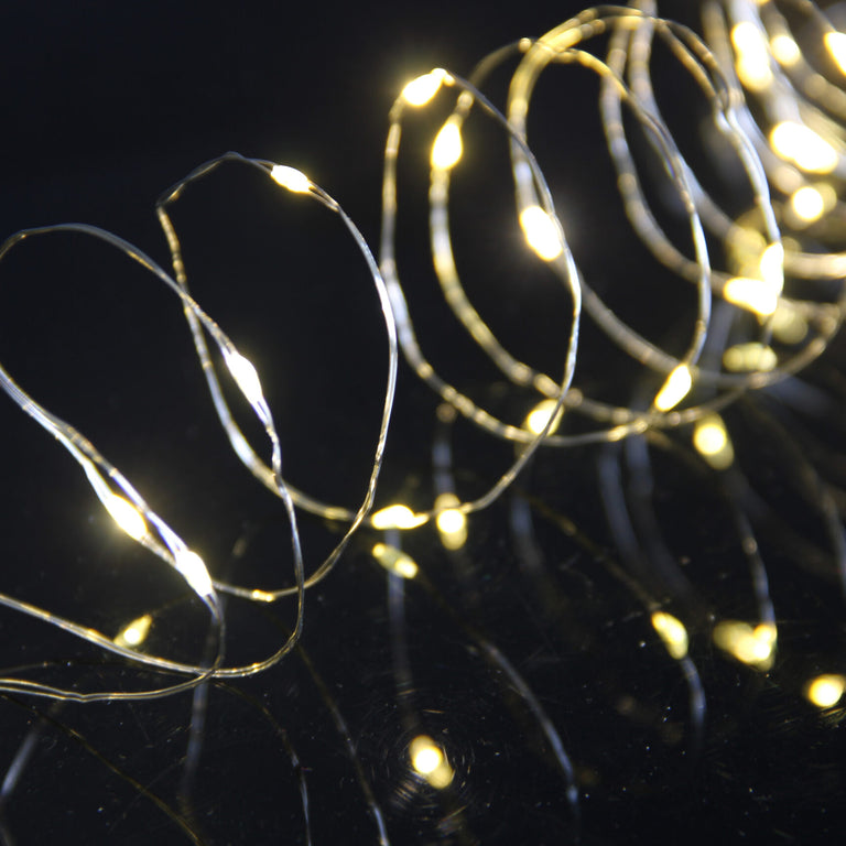 100 Warm White Micro LED OD Twinkle LightsSilver Cable