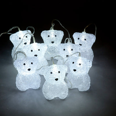 Battery Operated 8 Acrylic Bear Light with 8 Ice White LEDs