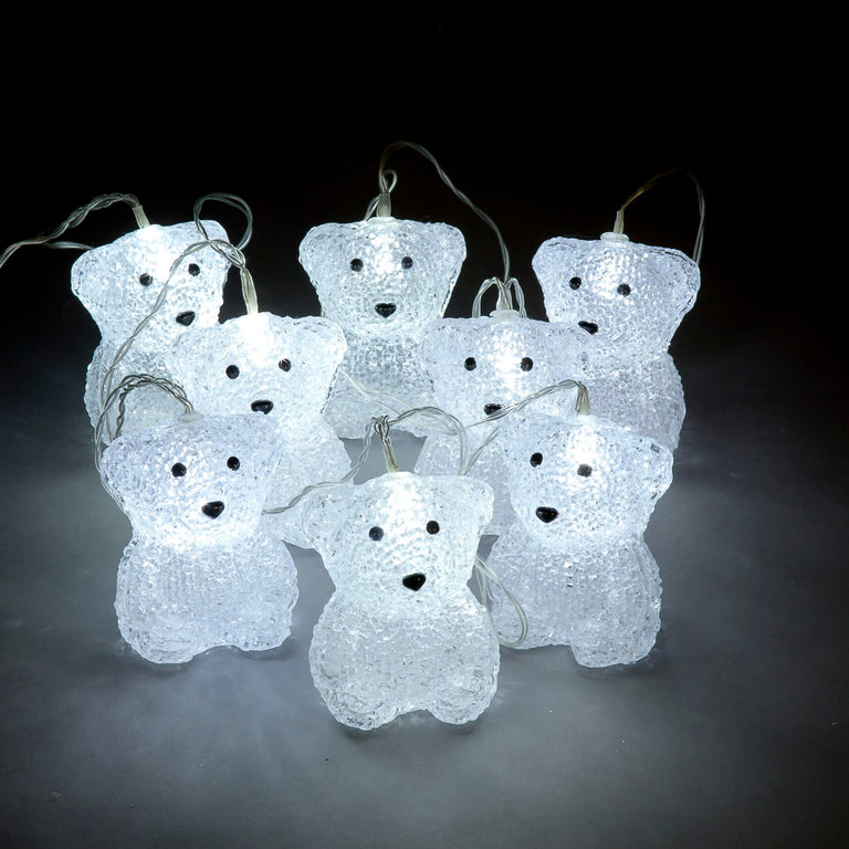 Battery Operated 8 Acrylic Bear Light with 8 Ice White LEDs