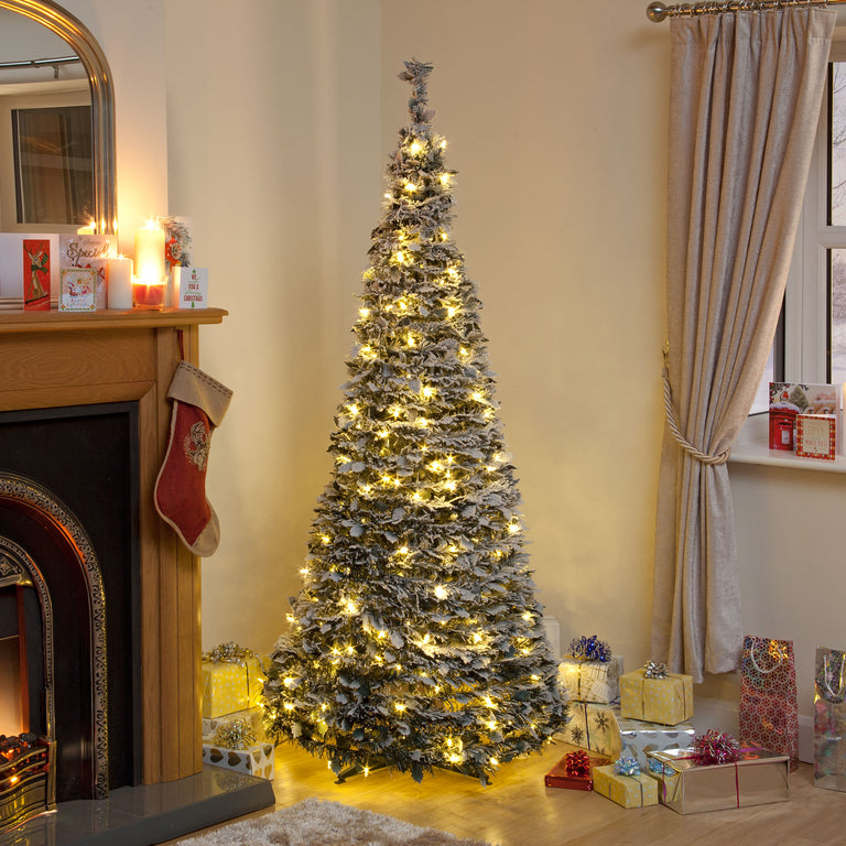 Snowtime 180cm Flock Holly PopUp Tree with 200 Warm White Static LEDs