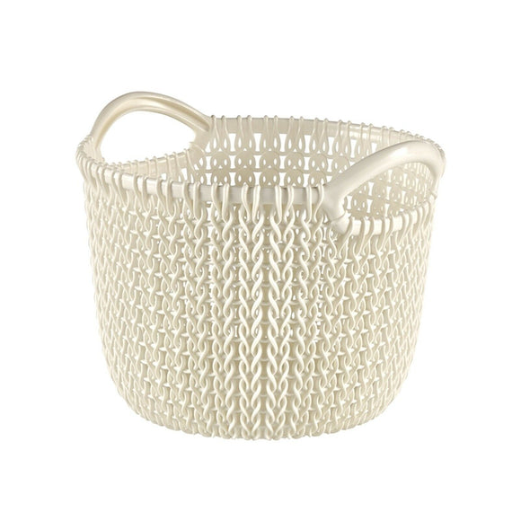 Curver Knit Round Storage Basket  Oasis White