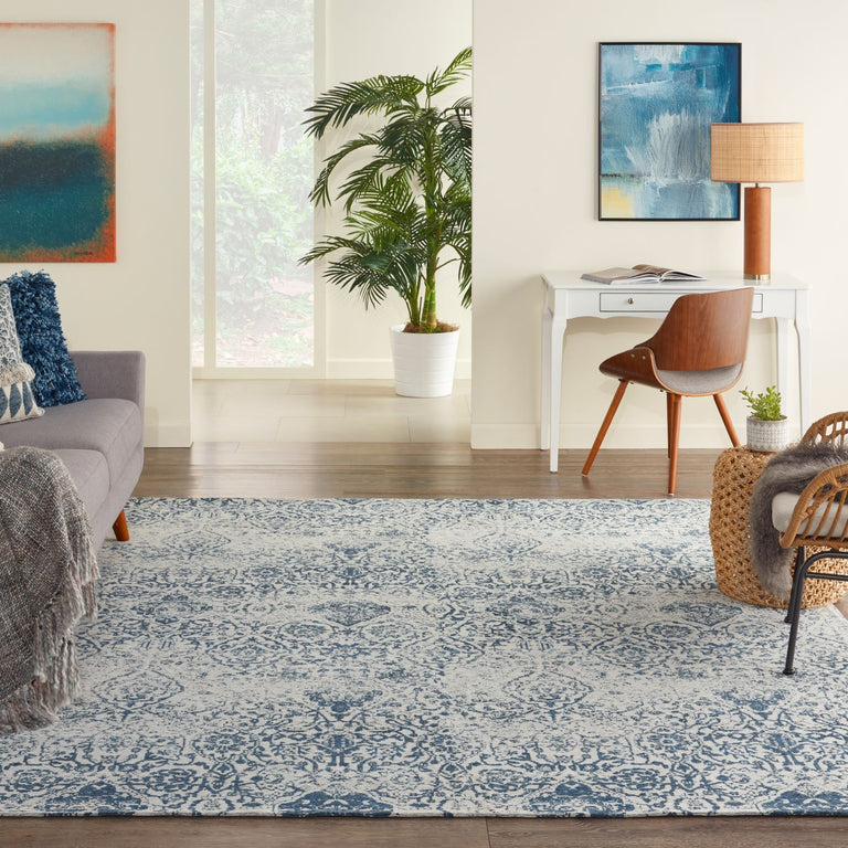 Nourison Damask Rug 06 Blue