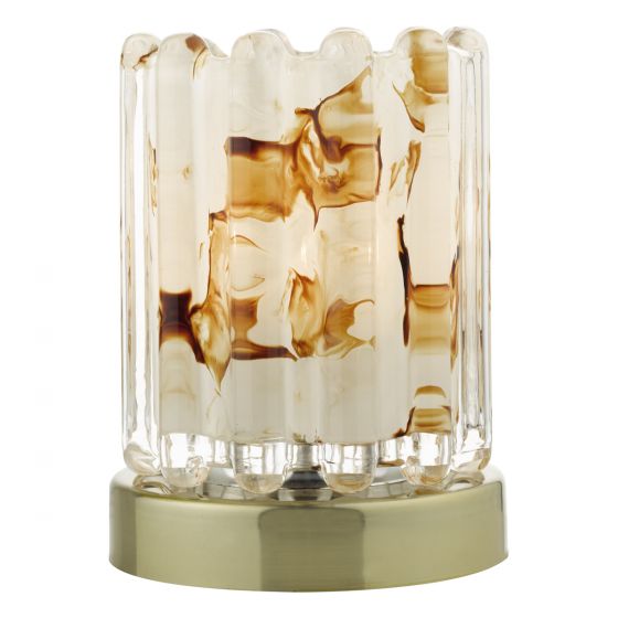 Elf Touch Table Lamp Antique Brass with Ribbed Glass Shade – Compact Ambient Lighting for Modern Interiors
