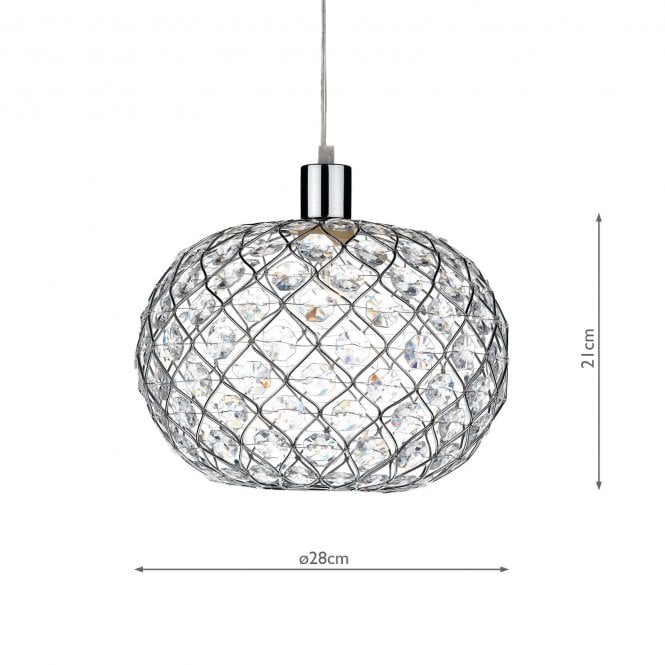 JUA6550 Juanita Ceiling Light Pendant Shade In Polished Chrome Effect Finish With Acrylic Decoration