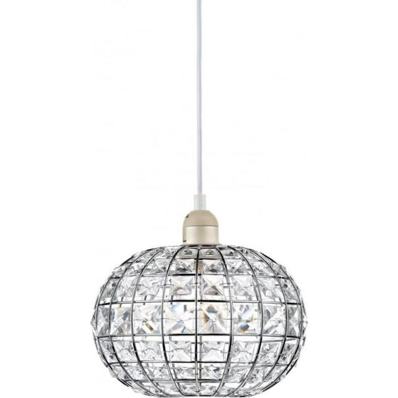 LET6550 Letitia Ceiling Light Pendant Shade In Polished Chrome Finish With Crystal Decoration