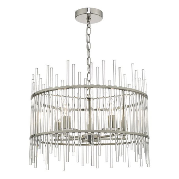 Olyn 5 Lt Pendant Polished Nickel and Glass