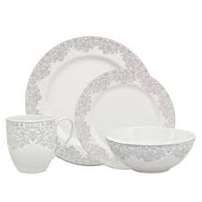 Denby Filigree Silver 16 Piece Boxed Tableware Set
