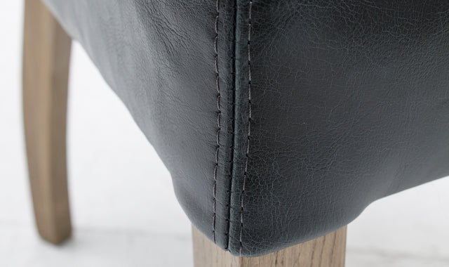 Duke Dining Chair Leather Ink Blue