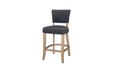 Plush velvet seat and back - Solid oak legs bar stool for a cozy dining space