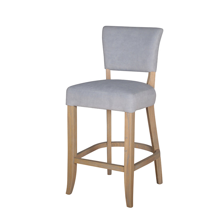 Duke Bar Stool Velvet Light Grey