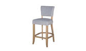 Duke Bar Chair Velvet Light Grey.  Solid oak legs - Stylish and ergonomic bar stool for a breakfast bar