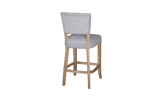 Duke Bar Stool Velvet Light Grey