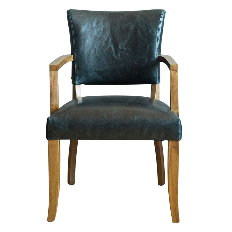 Duke Dining Armchair Leather Ink Blue