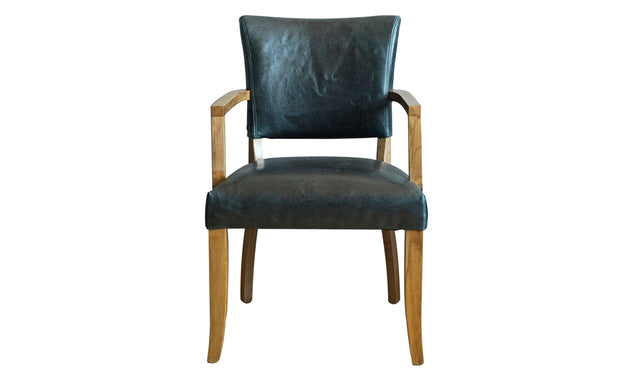 Duke Dining Armchair Leather Ink Blue