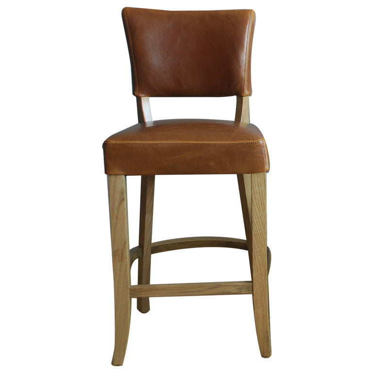 Duke Bar Stool Leather Tan Brown