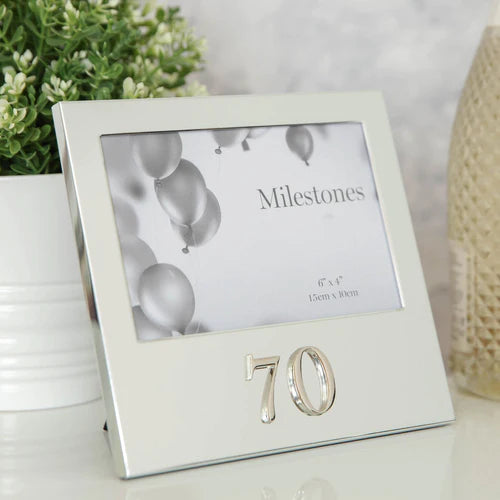 Milestones Aluminium Photo Frame with 3D Number- 70 6