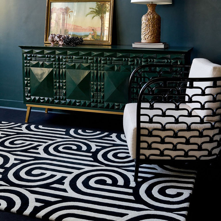 Florence Broadhurst Turnabouts Rug Black