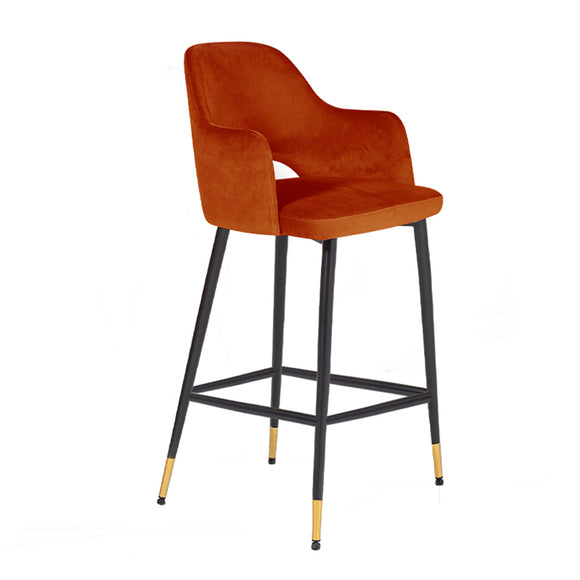 Velvet bar stool with gold finish leg - Stylish and comfortable bar stool for kitchen island