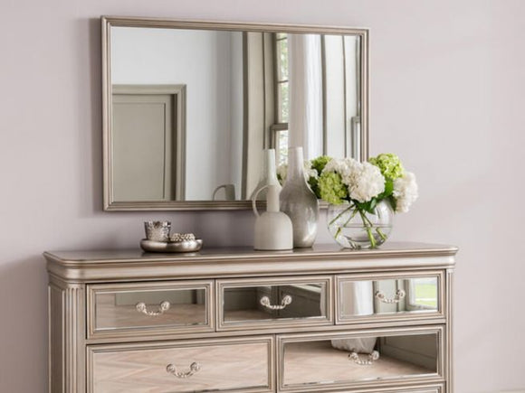 Enhance your home decor with the Jessica Mirror Large. This elegant and spacious mirror features a large rectangular shape that adds a touch of sophistication to any room. Its sleek design and beveled edges create a beautiful focal point on any wall.