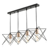 Midi 4 Light Bar Pendant Matt Black with polished cooper accents