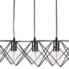 Midi 5 Light Bar Pendant Matt Black and Polished Copper close view picture of the zig-zag shades