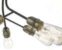 Remy 6 Light Semi-Flush Matt Black and Antique Brass close view picture of the metal arms