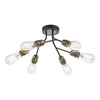 Remy 6 Light Semi-Flush Matt Black and Antique Brass picture on the white background