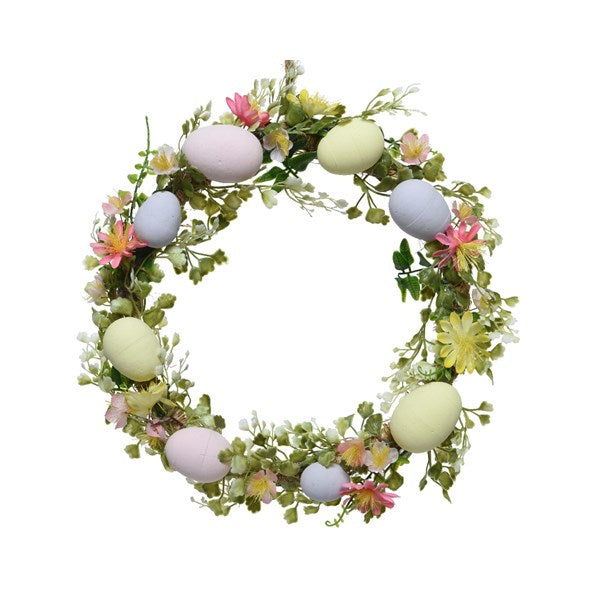 Wreath Easter With Foam Eggs And Flowers - Easter Decoration