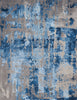 Modern abstract rug in blue grey tones for elegant living spaces.
