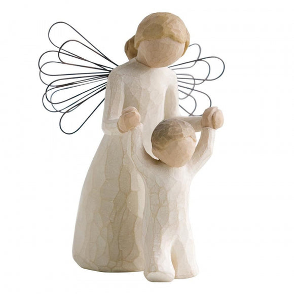 Hand-painted Willow Tree Guardian Angel Figure for coffee table decor.