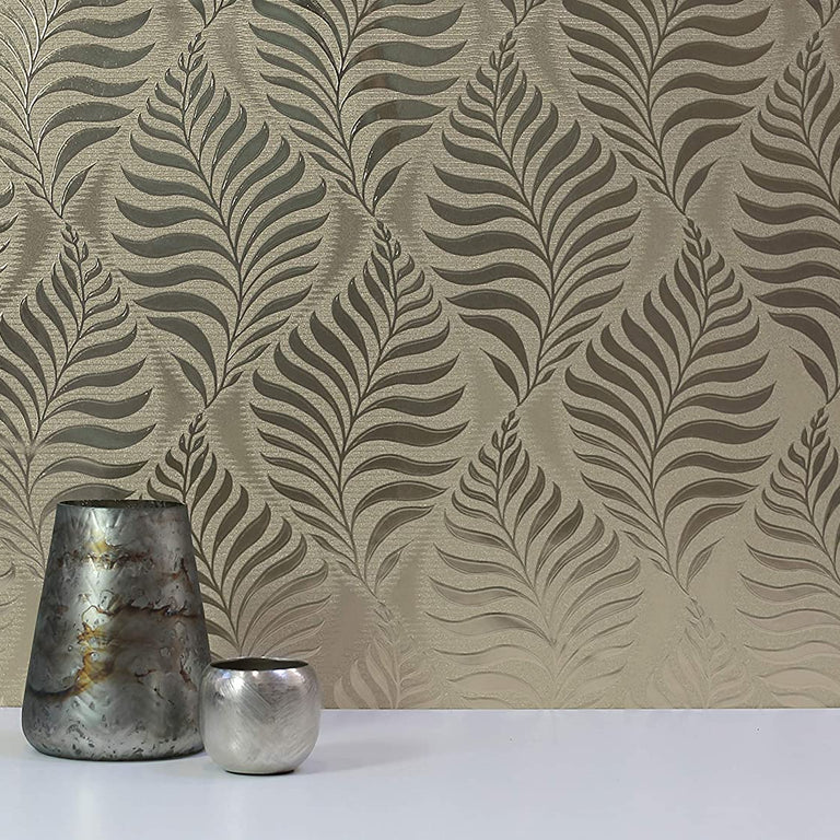 Metallic Reflective Foil Leaf Natural Wallpaper