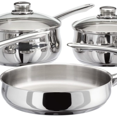 Stellar 1000 5 Piece Saucepan Set with Glass Lids