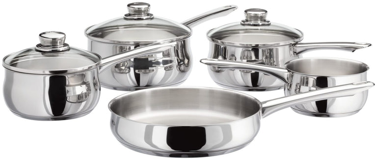 Stellar 1000 5 Piece Saucepan Set with Glass Lids