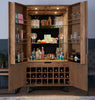 The Tribeca Wine Cabinet with its doors open, revealing the interior storage compartments and shelves.
