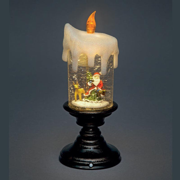 Battery Operated 25cm Water Candle with Warm White  Yellow LEDs Santa Tree Scene