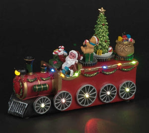 Snowtime BO LED Santas Train with Rotating Christmas Tree