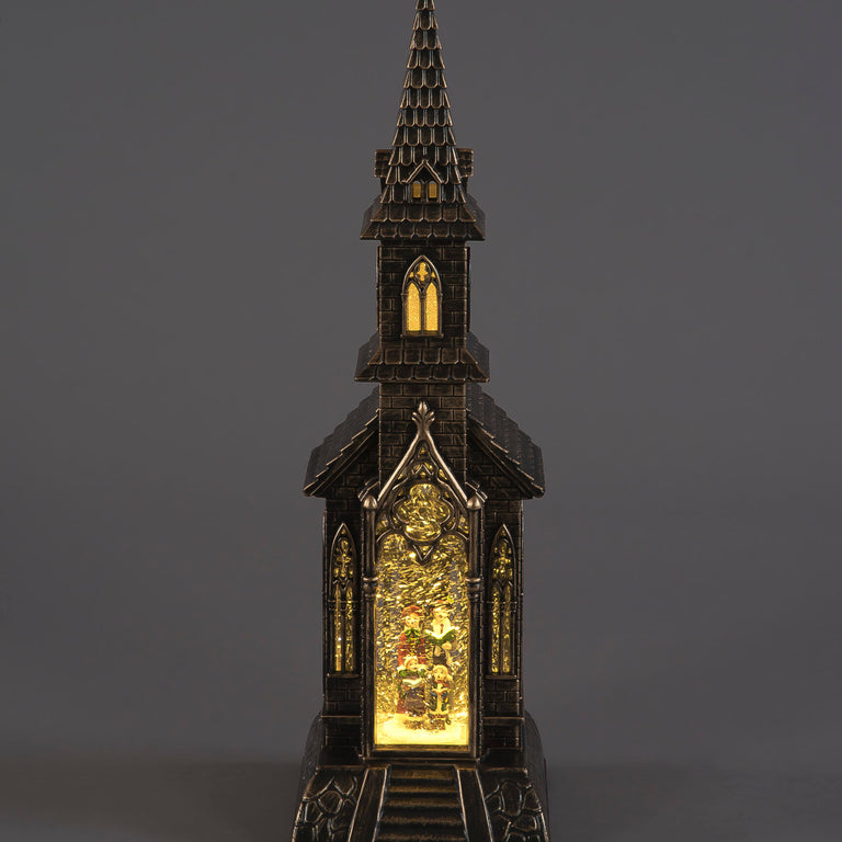 Battery Operated 48cm Water Church with Choir Timer 2 Warm White LEDs