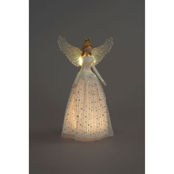 Snowtime Battery Operated 50cm LED Angel with White Dress and Gold Crown