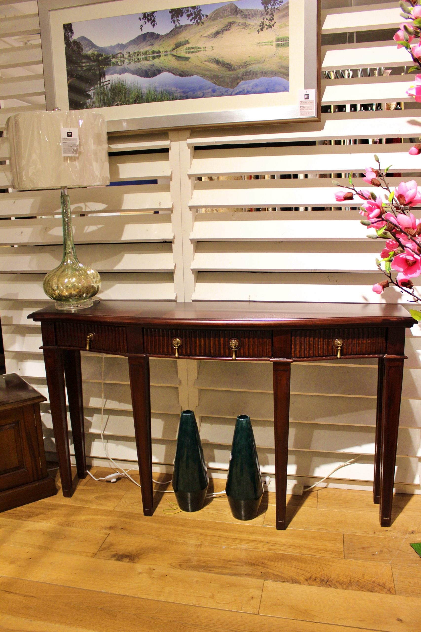 Mahogany Stripe Console Table - Foy and Company