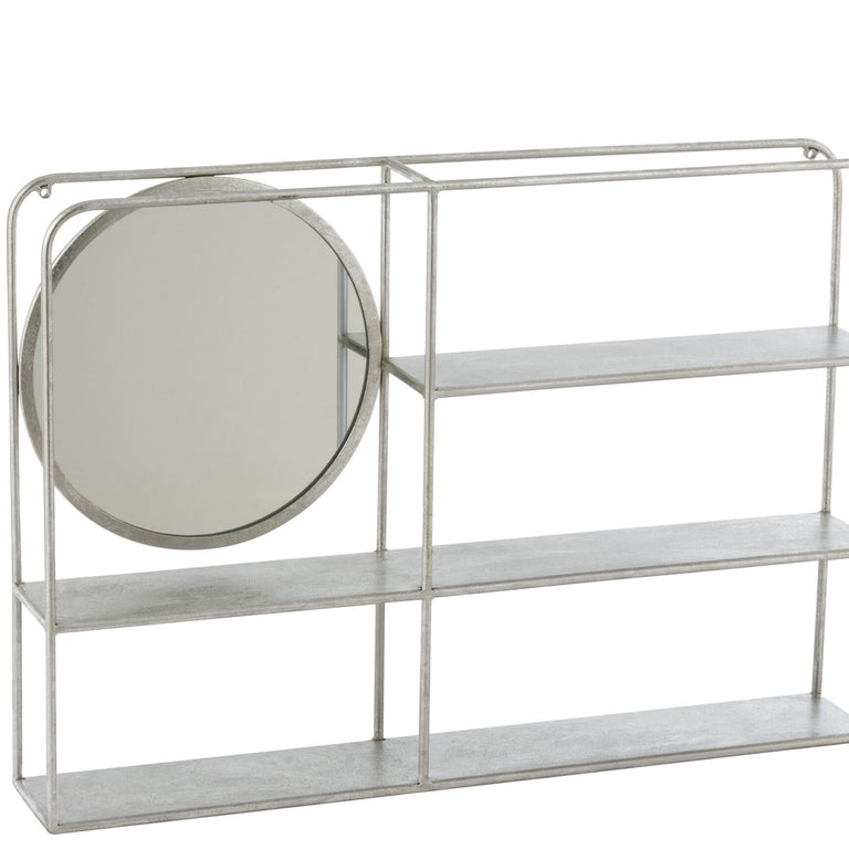 Wall Rack Rectangular 3planks Mirror Iron Silver