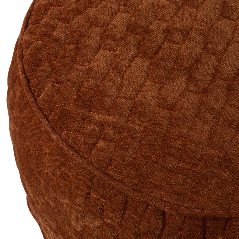 Woven Cotton Round Rust Footstool