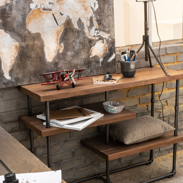 Painting World Abstract CanvasMetal GreyBrown