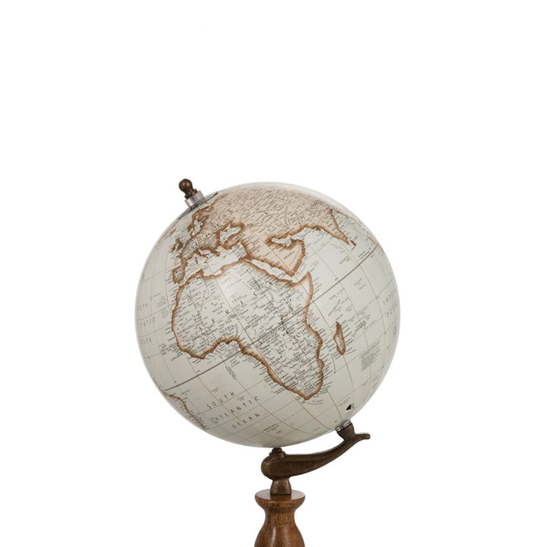 Globe On Foot Wood CreamIvory White Natural