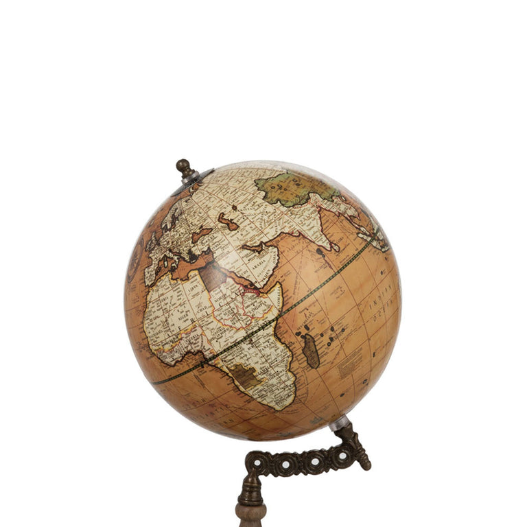 Globe On Foot Wood RustNatural Large